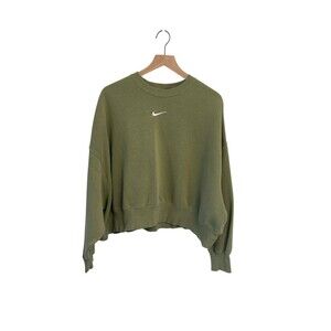 Nike Phoenix Fleece Crewneck oversized crop  Sweatshirt green XL